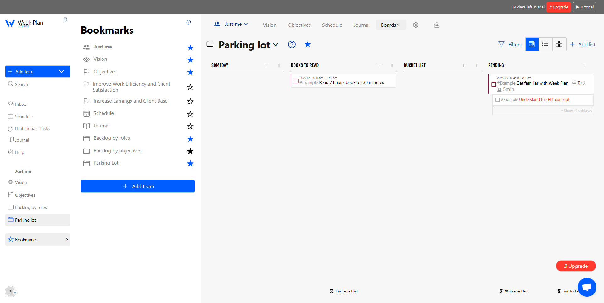 Week Plan screenshot