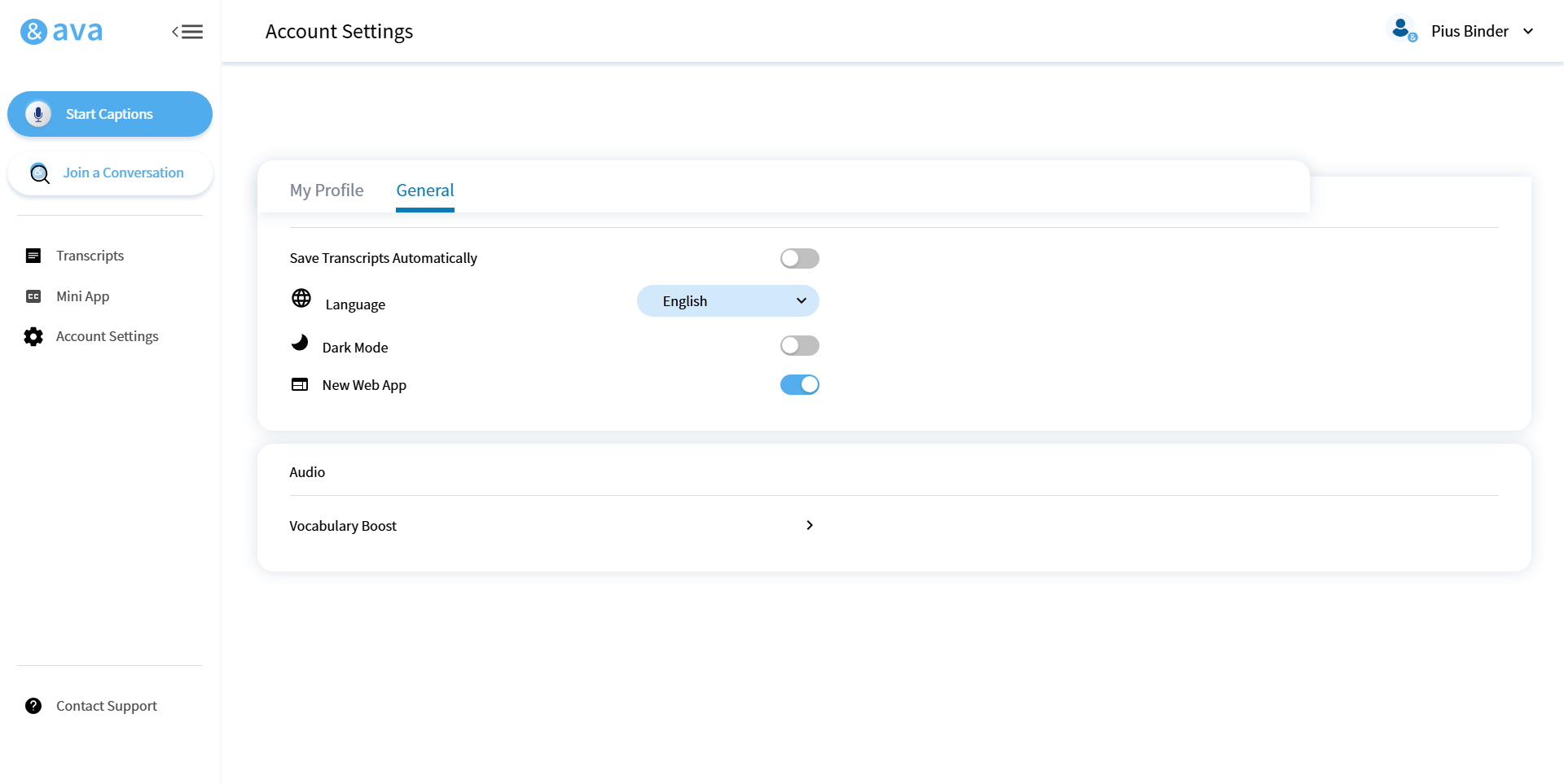 Ava Accessibility screenshot